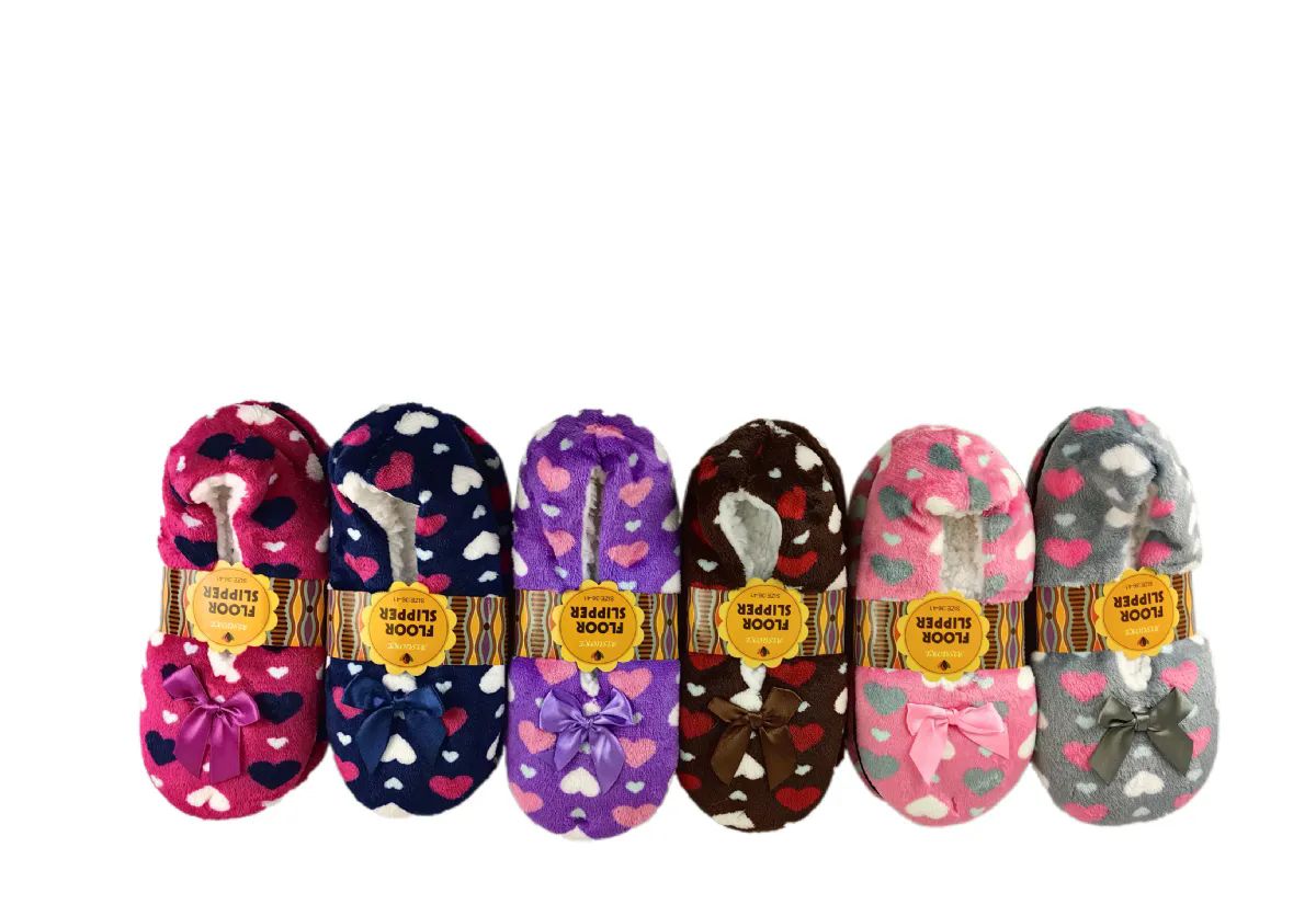 Wholesale Footwear Woman Sock Slippers Heart Design