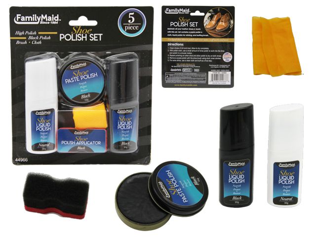 Wholesale Footwear 5-Piece Shoe Polish Set In White And Black