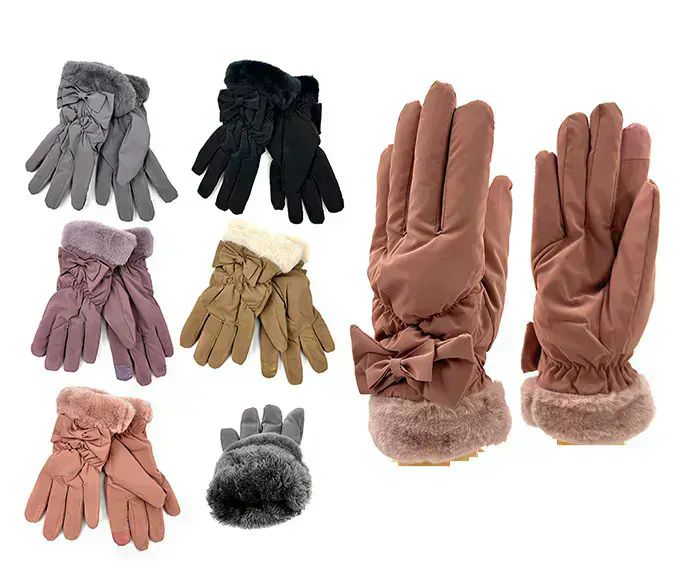 Wholesale Footwear Womens Winter Gloves With Bow In Assorted Color