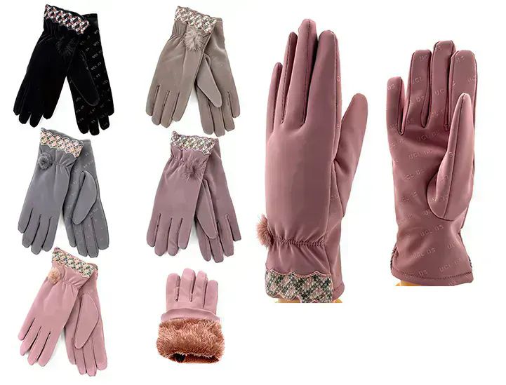 Wholesale Footwear Womens Fuzzy Interior Winter Gloves In Assorted Color