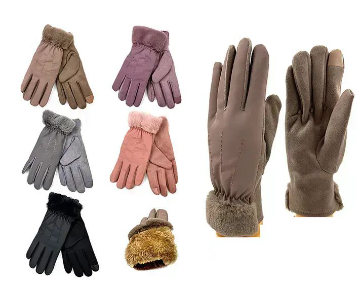 Wholesale Footwear Womens Fuzzy Interior Touchscreen Winter Gloves In Assorted Color