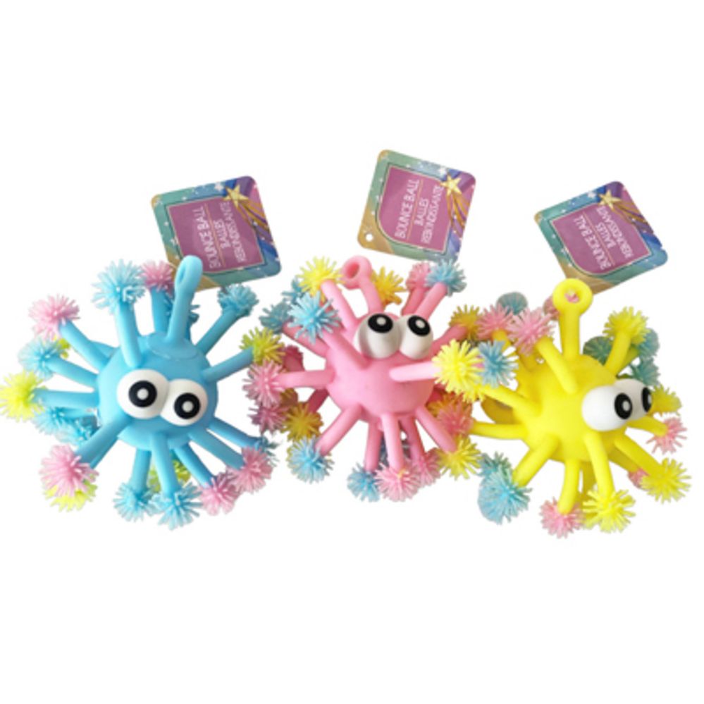 Wholesale Footwear Bouncy Critter Fuzzy Footed/big Eye 3ast Colors Ea Ht/24pc Pdq