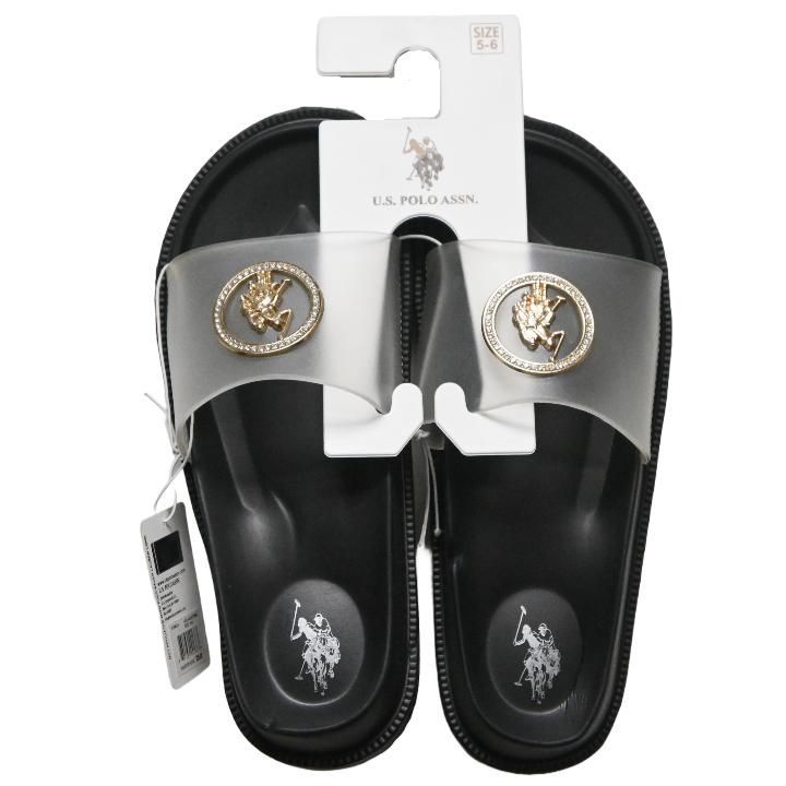 Wholesale Footwear U.s. Polo Assn. Ladies Blk/clear Sandals C/p 24