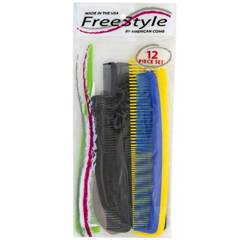 Wholesale Footwear Comb Set 12 Pc #08-30012 Plastic Asst Sizes & Colorsin Polybag Made In Usa