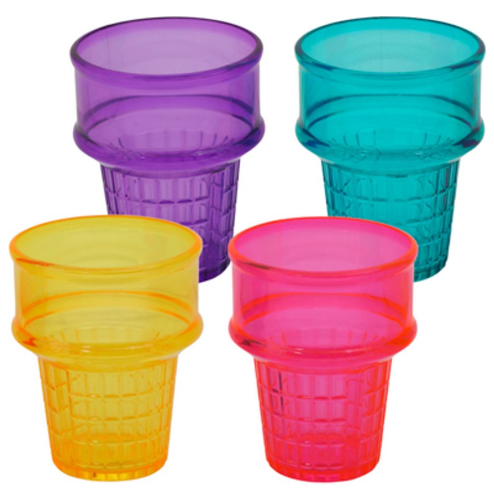 Wholesale Footwear Ice Cream Cone Shape Cup 15.2oz 4ast Translucent Summer Brites 4.52 H X 3.5 D Upc Label