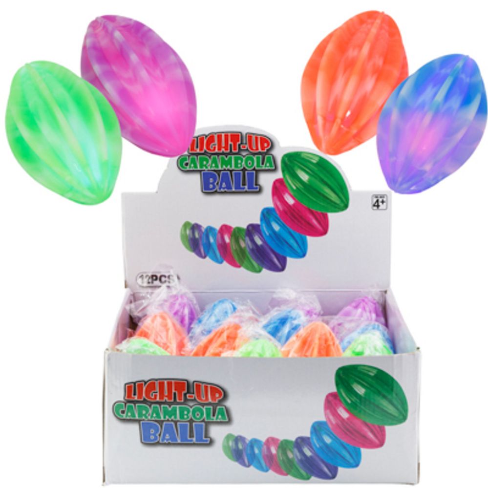Wholesale Footwear Football LighT-Up Neon Tpr Bouncing 5.5in 12pc Pdq 4ast Colors