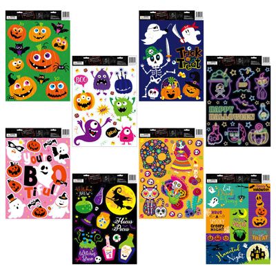 Wholesale Footwear Window Cling Halloween 8ast 4c Print