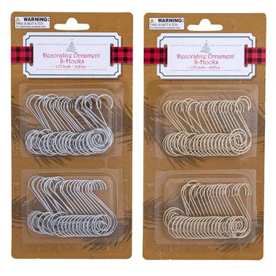 Wholesale Footwear Ornament Decorative S-Hook40ct Gold/silver Blc 12pc Mdsgstrip