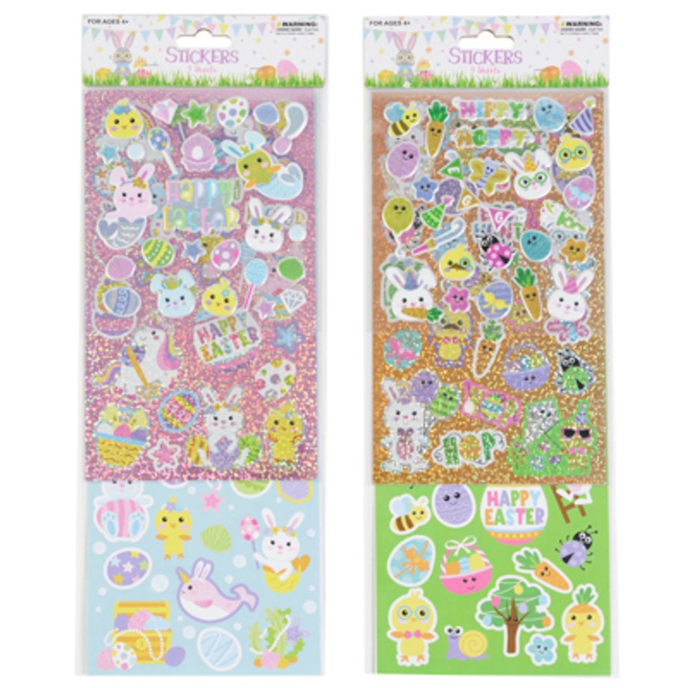 Wholesale Footwear Easter Stickers 4-Sheet Basic/laser/puffy Hologram Per Pack Pbh
