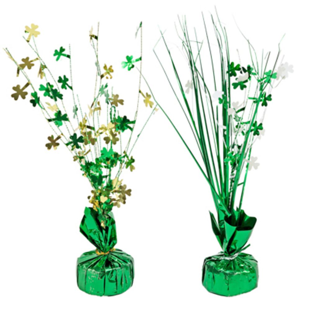 Wholesale Footwear St Patricks Tinsel Spray Centerpiece Balloon Holder 2ast W/shamrocks Upc Label