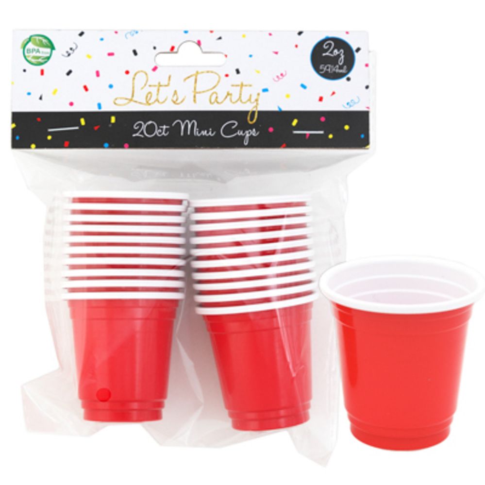 Wholesale Footwear Cups Mini 20ct 2oz Redw/white Interior Party Pb/hdr