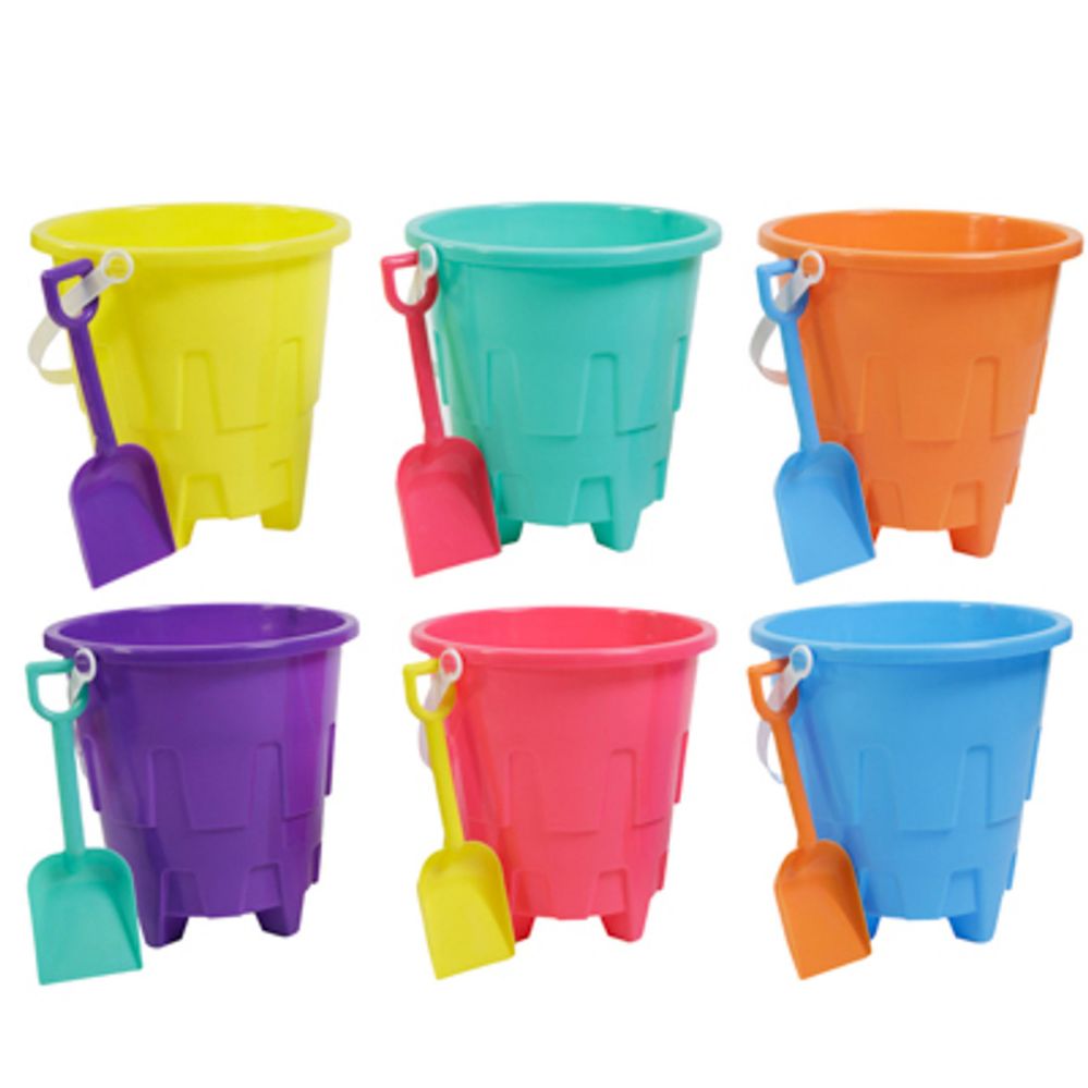 Wholesale Footwear Sand Bucket Plastic 8in W/shovel6ast Solid Colors/ht