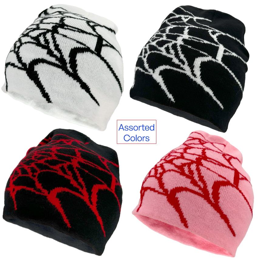 Wholesale Footwear Spider Web Beanies with Assorted Colors