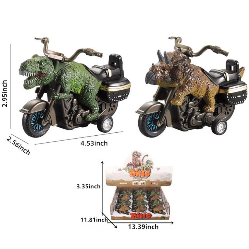 Wholesale Footwear Dinosaur Motorcycle Set - Push and Go Dino Toys