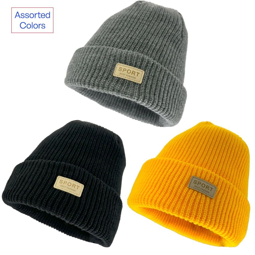 Wholesale Footwear Designer Beanies with Sport Logo - Assorted Colors