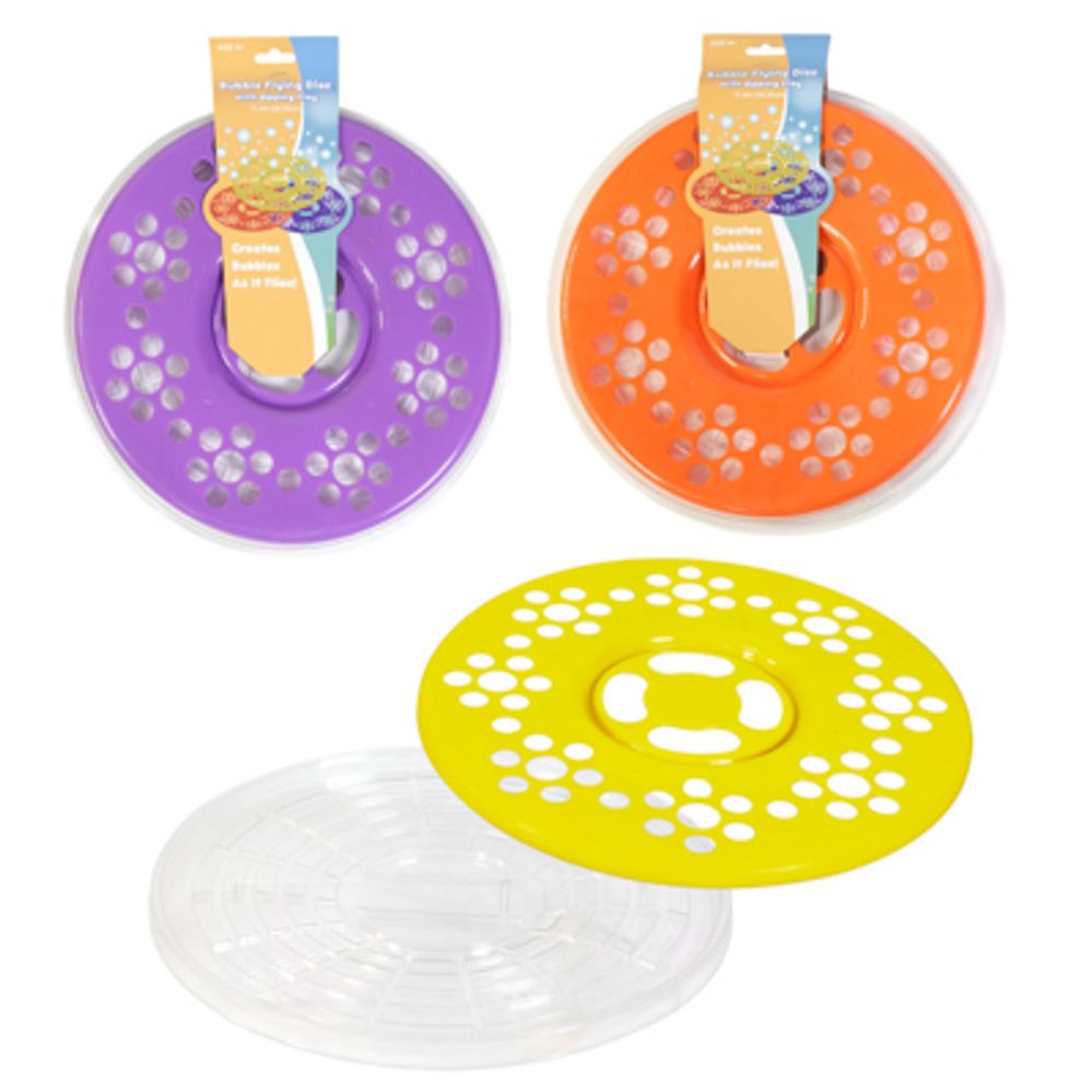 Wholesale Footwear Jumbo Bubble Flying Disc W/ Dipping Tray 11.4in Dia 3ast Sleevecard