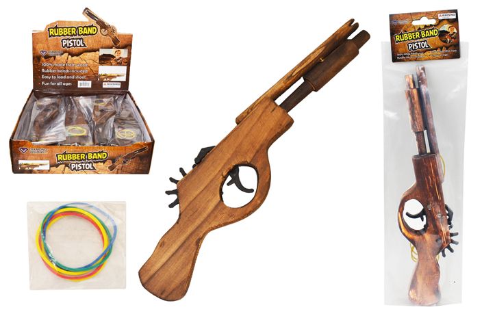 Wholesale Footwear Wooden Rubber Band Gun Mini Shotgun