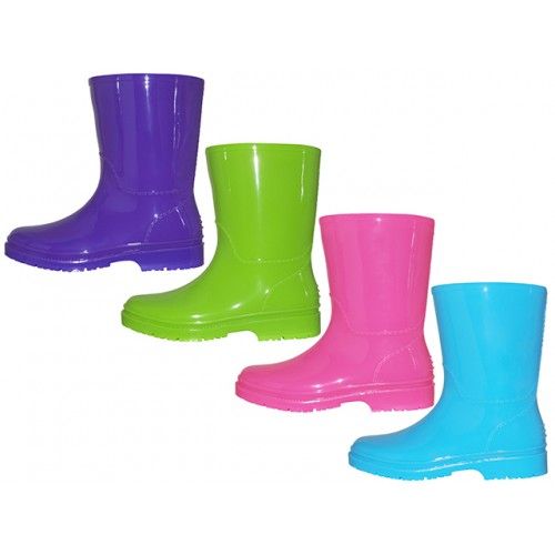 Wholesale Footwear Children's Rain Boots (Asst. *Hot Pink, Blue, Purple & Lt. Green)