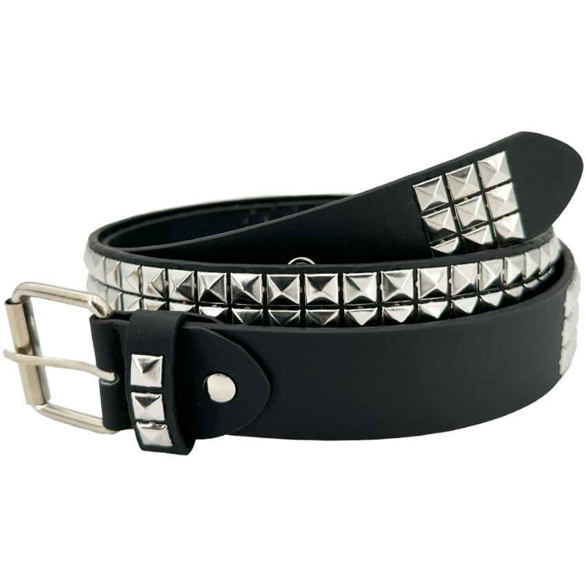 Wholesale Footwear Classic Black Studded Belts with Metal Punk Design