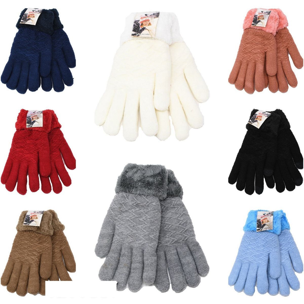 Wholesale Footwear Women's Winter Gloves Fleece And Fur Lining