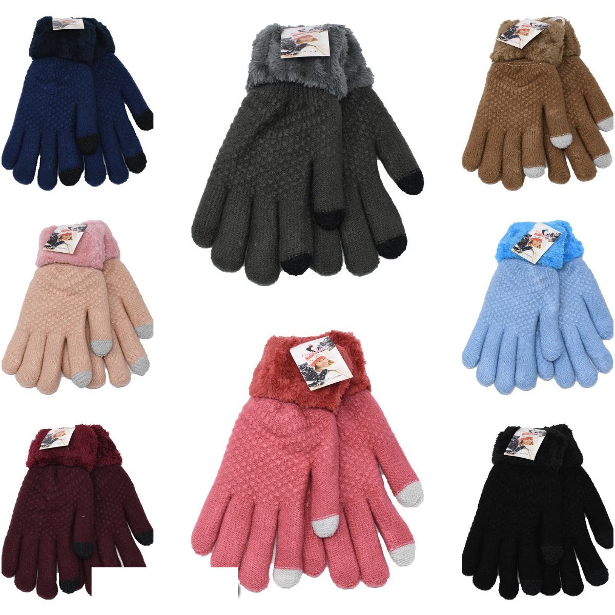 Wholesale Footwear Women's Winter Gloves Fleece And Fur Lining