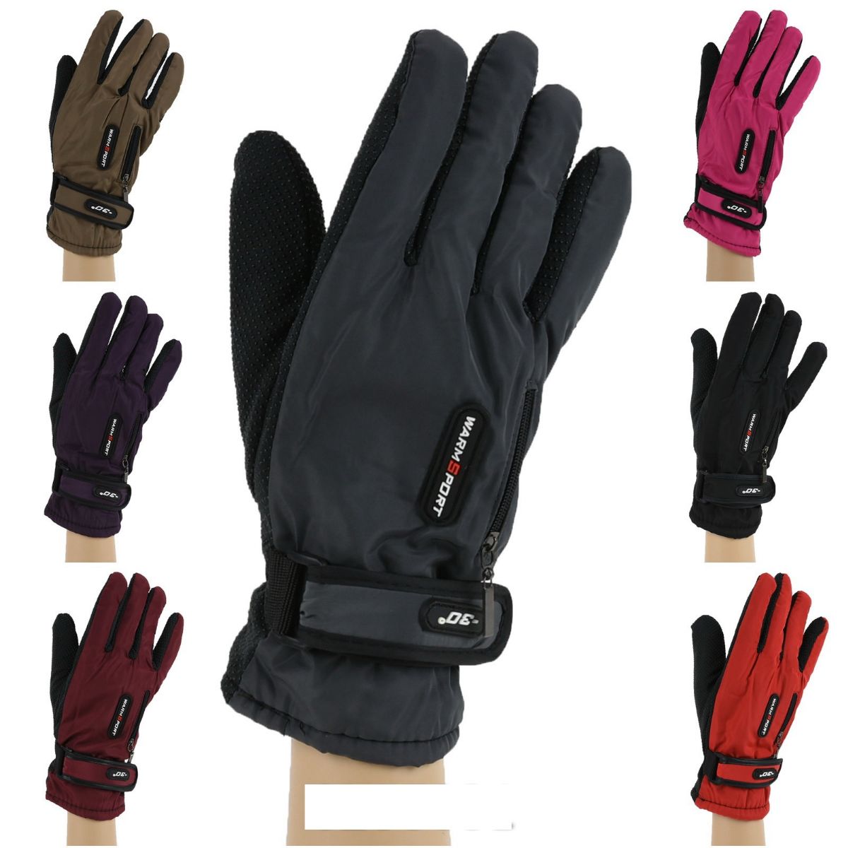 Wholesale Footwear Women's Ski Gloves Adjustable Strap Fur Lining
