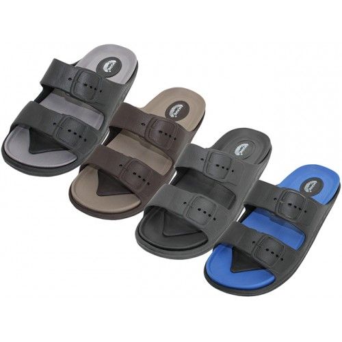 Wholesale Footwear Men's "wave" Super Soft Double Strip Upper Slides Sandals
