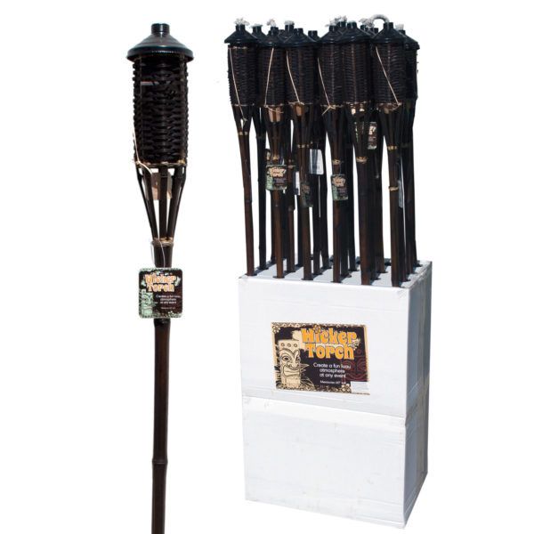 Wholesale Footwear Brown Bamboo Wicker Tiki Torch Floor Display