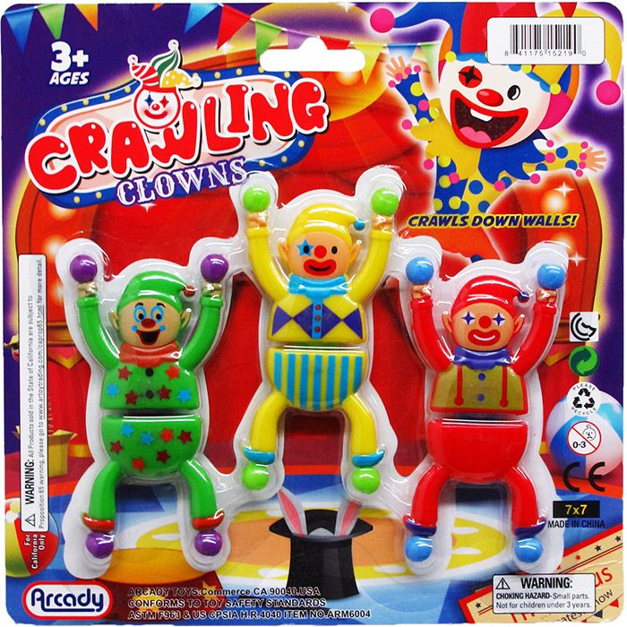 Wholesale Footwear 3pc 4" Crawling Clown Set On Blister Card
