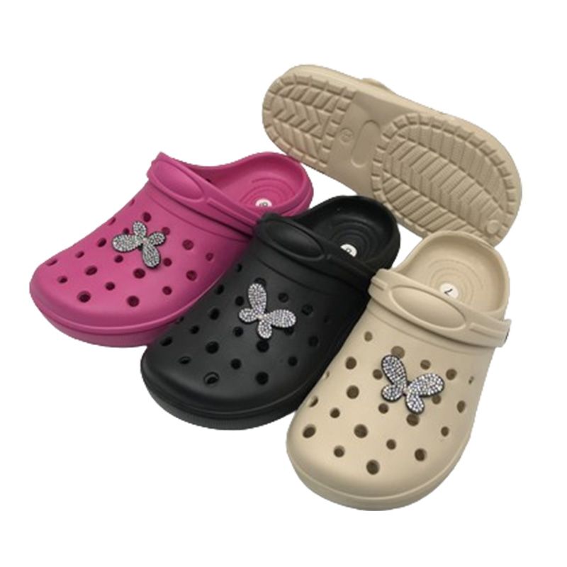 Wholesale Footwear Ladies Glitter/printed Clog 3 Asst