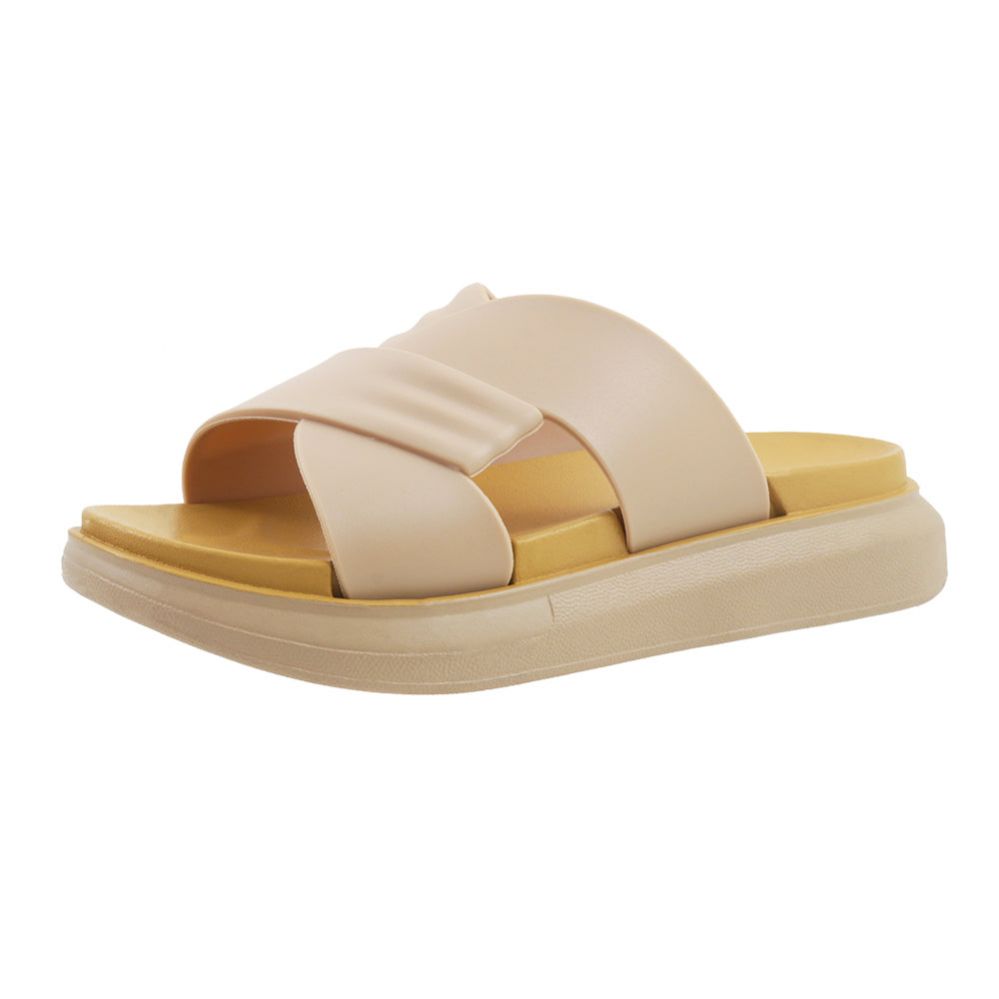 Wholesale Footwear Woman's Cross Band Sandal Nude
