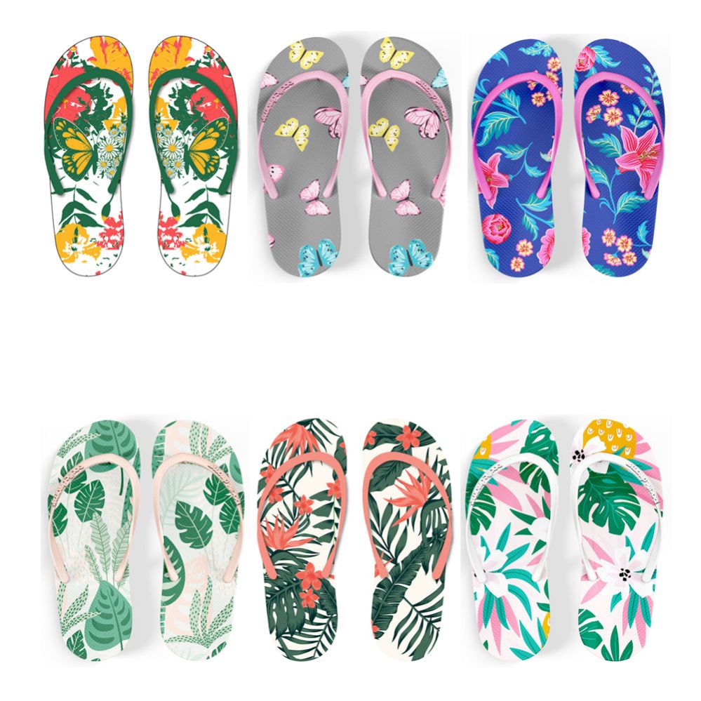Wholesale Footwear Women's Printed Flip Flop Assorted