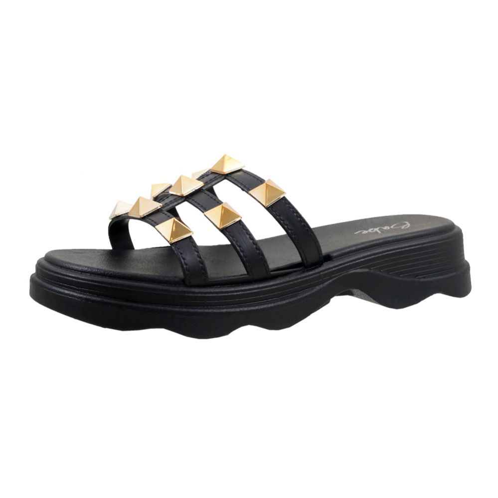 Wholesale Footwear Womans Glitter Cross Band Sandal Black