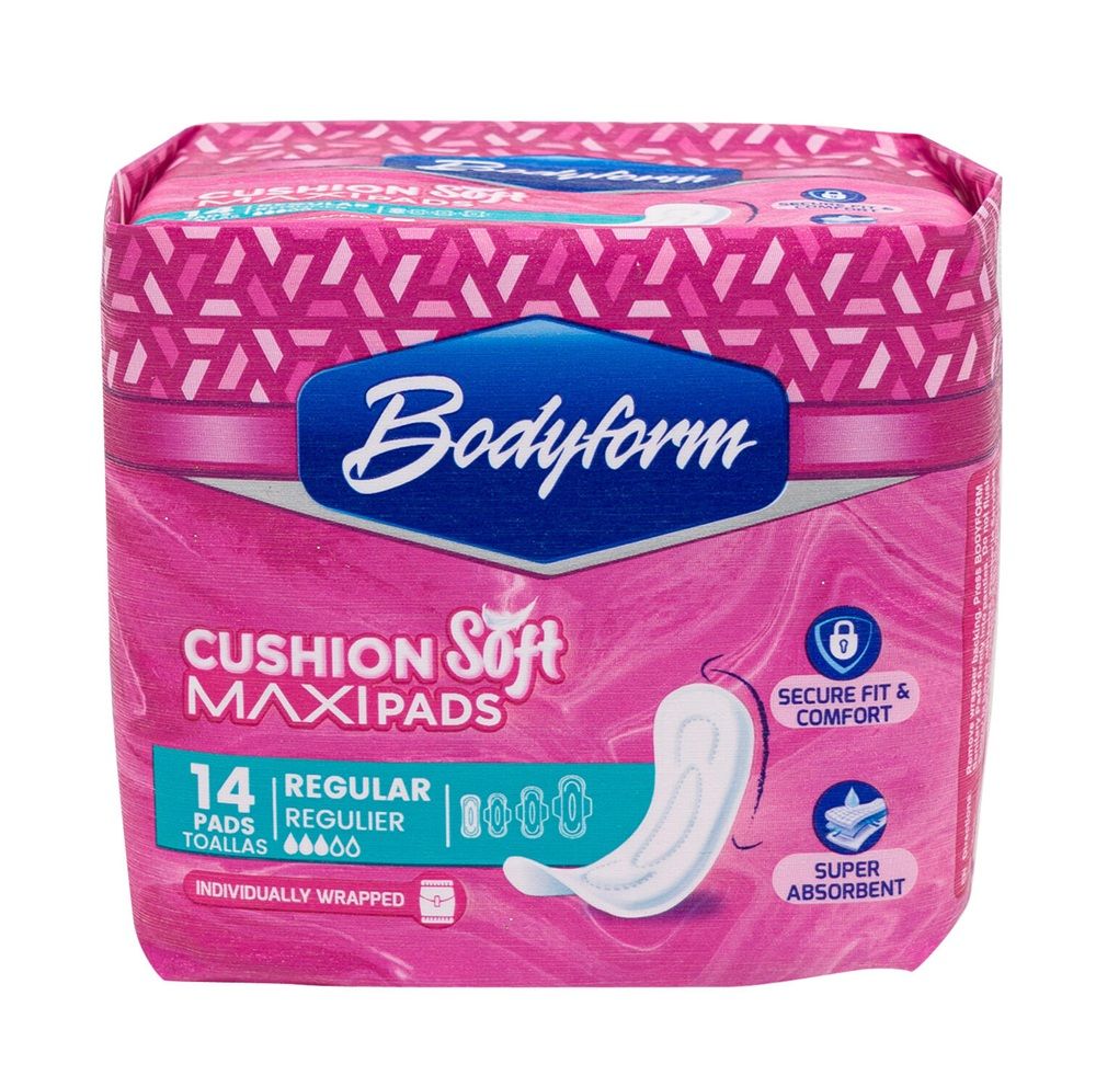 Wholesale Footwear Bodyform Cushion Soft Regular Maxipads -14 ct.