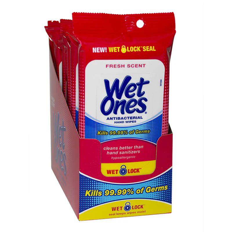 Wholesale Footwear Travel Size Wet Ones Antibacterial Wipes - Pack Of 20