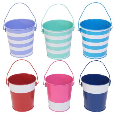 Wholesale Footwear Tin Pail Small Case Assorted Stripe Colors