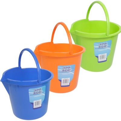 Wholesale Footwear Scrub Bucket Plastic 10l.2.64gal Round W/spout 3ast Colors Recycled Pp/label