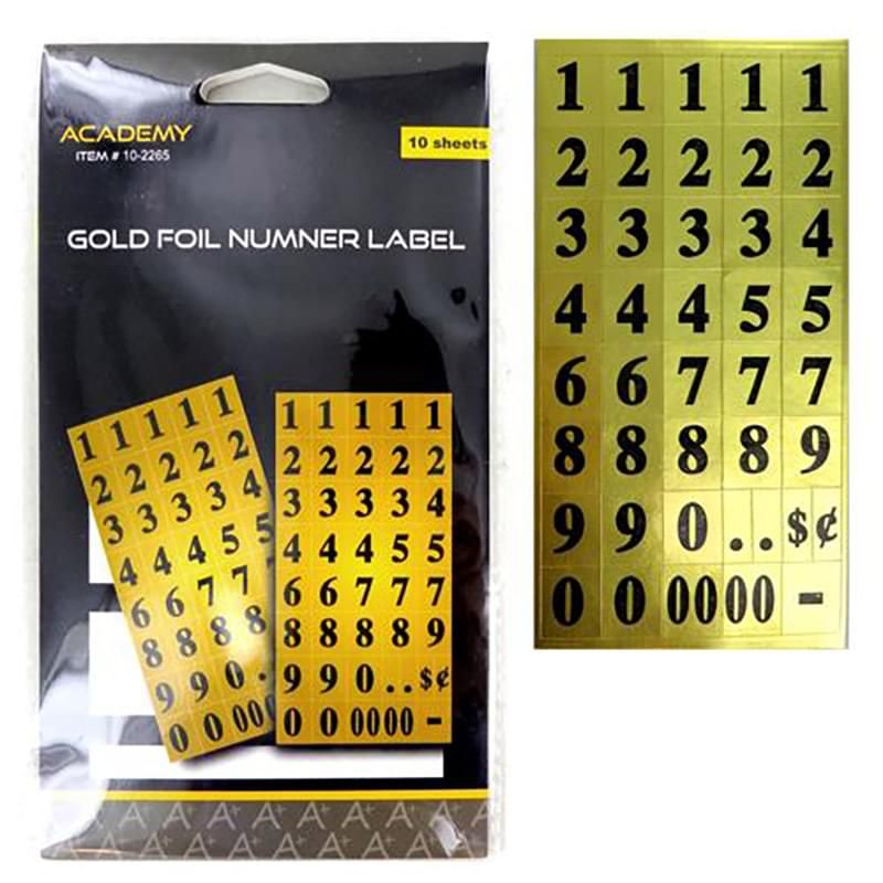 Wholesale Footwear Gold Foil Number Label