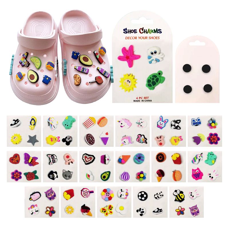 Wholesale Footwear 4 Pack Shoe Charms 60-70 Mixed Styles