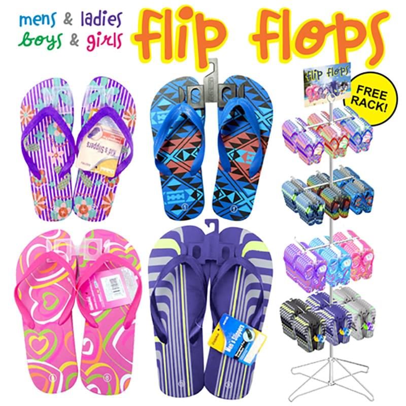 Wholesale Footwear 144pc Boys Girls Mens Ladies Flip Flop Display