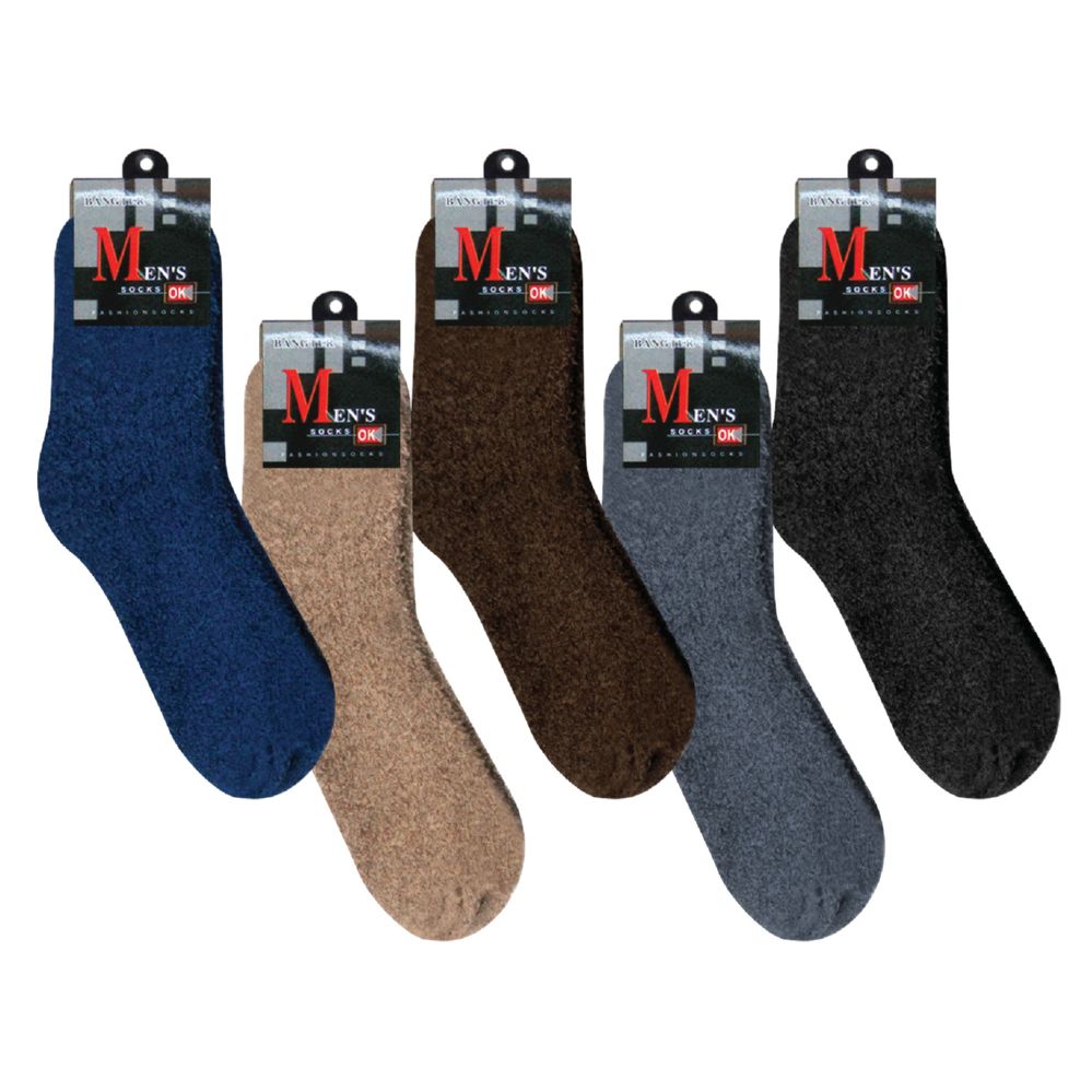 Wholesale Footwear Men's Cozy Socks - 6 Solid Colors
