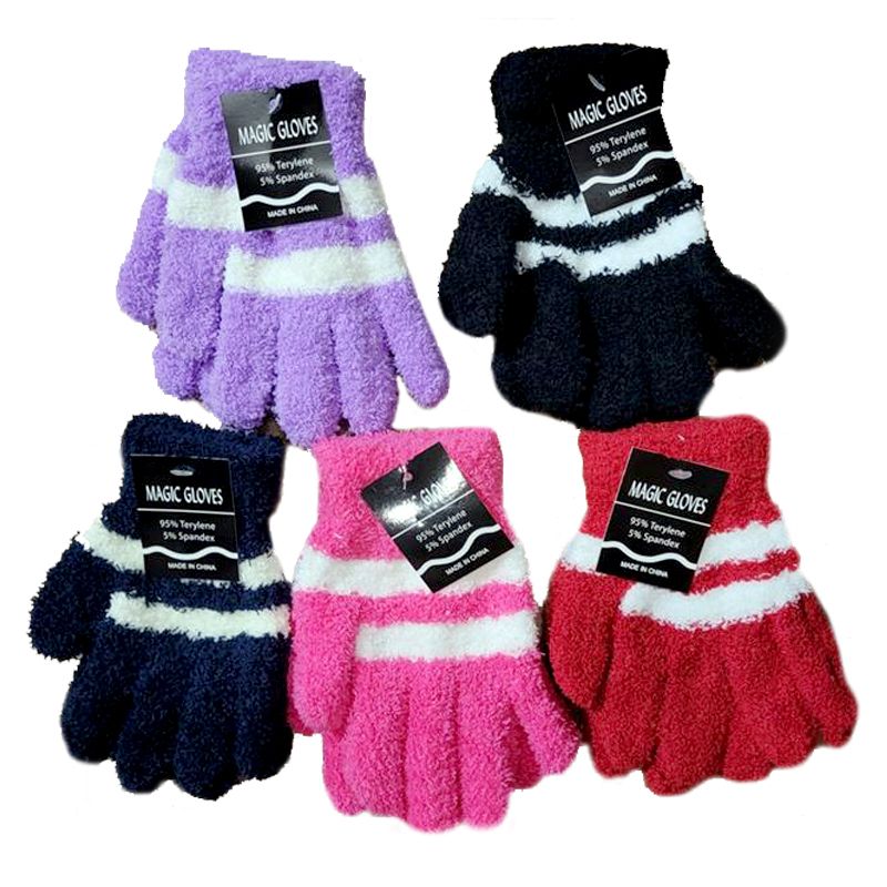 Wholesale Footwear Ladies Winter Gloves 5 Colors With Stripes