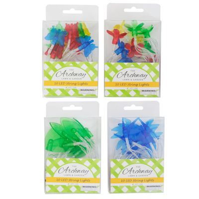 Wholesale Footwear Garden String Light 10 Led 6ft L 4 Asst Leaf/ Dragonfly/flower/ Butterfly Pvc Box/ 2 Aa Batt/ Not Inc