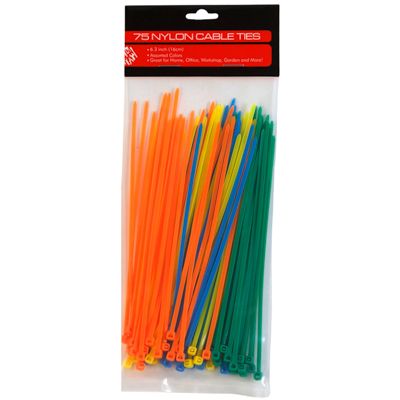 Wholesale Footwear Cable Ties Mixed Color 4 Asst 100cT-4in/ 75cT-5.5in/ 75cT-6.3in/ 75cT-8in Hrd Pbh
