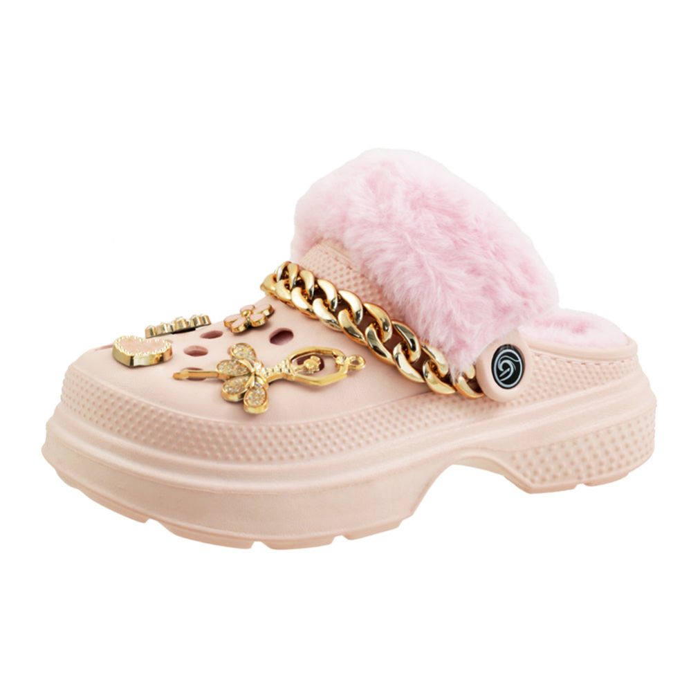 Wholesale Footwear Big Girl's Fleece Lined Charm Clog Pink