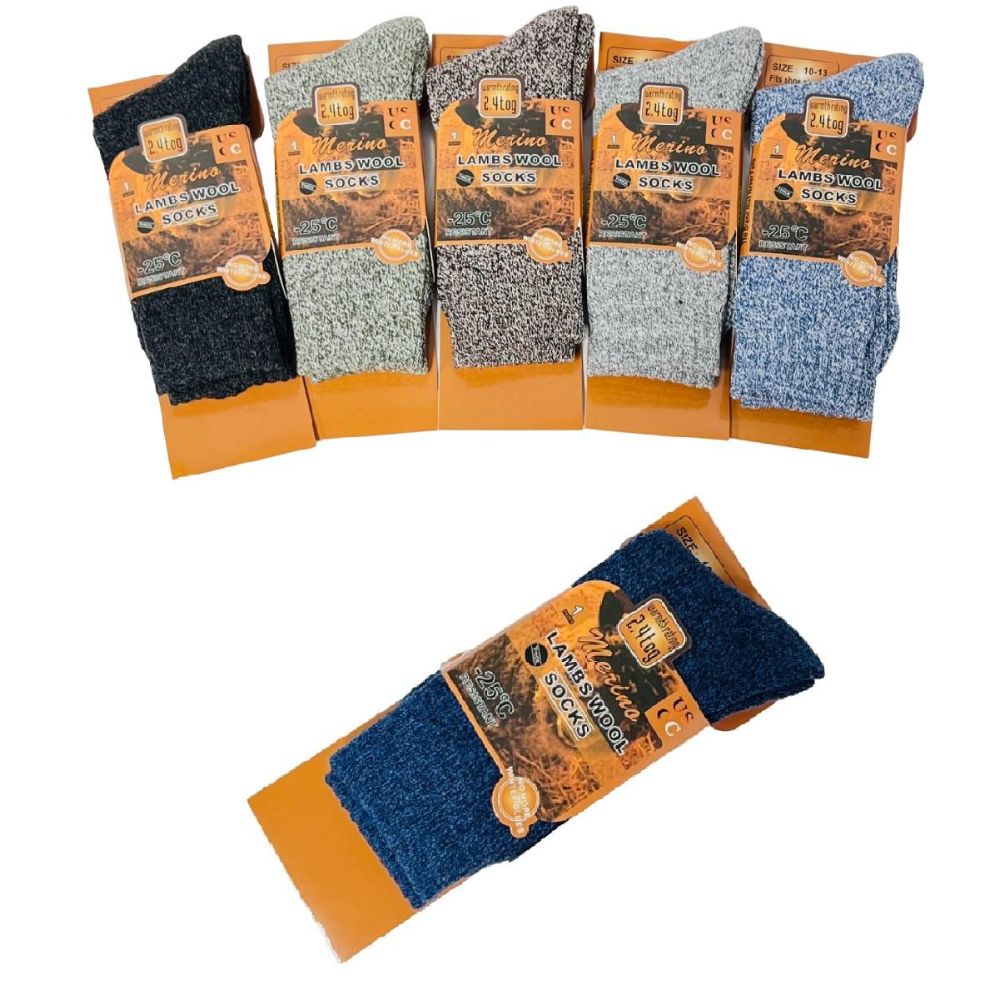 Wholesale Footwear 1pr Men's Merino Lamb's Wool Socks [variegated] 10-13