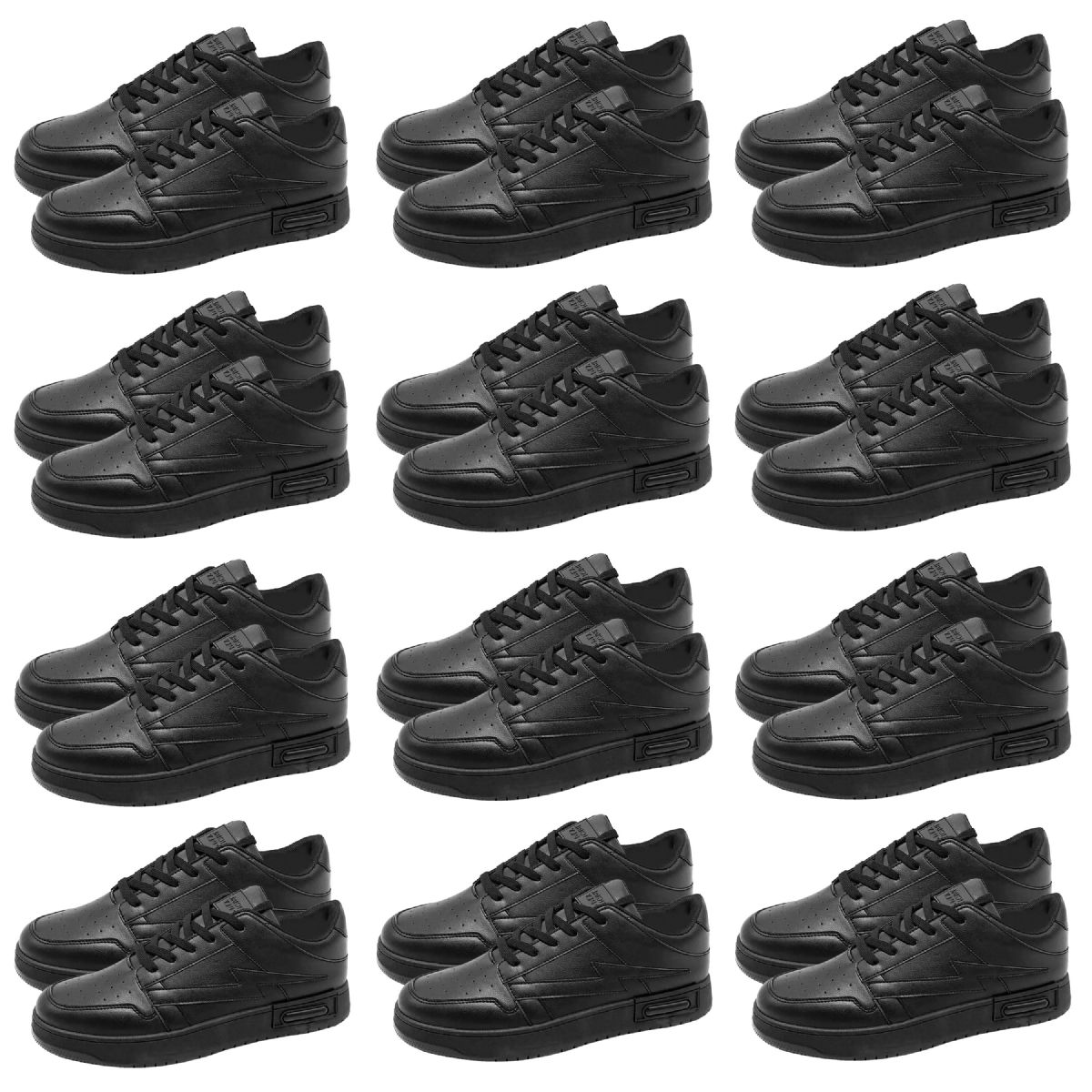 Wholesale Footwear Mens Low Court Sneakers Black 12 Pairs