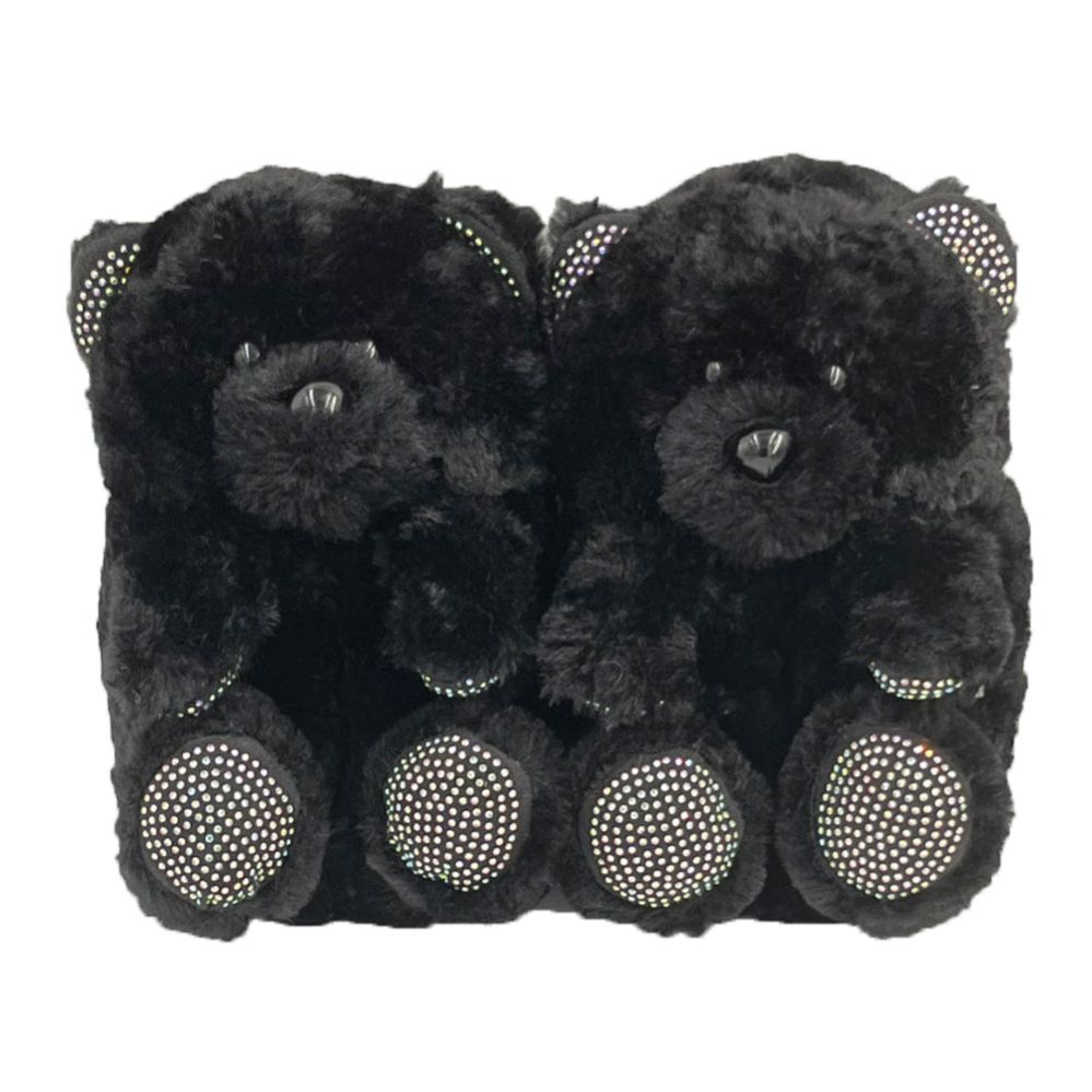 Wholesale Footwear Kids Teddy Slippers Black