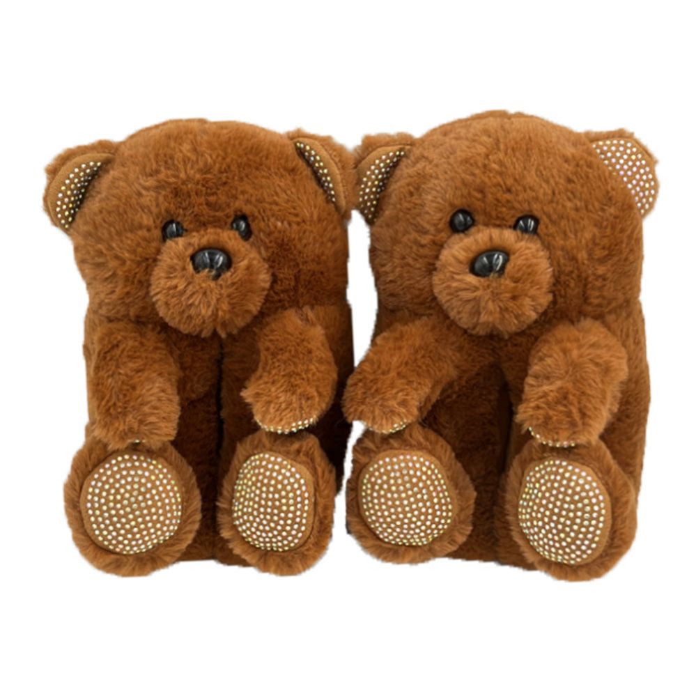 Wholesale Footwear Kids Teddy Slippers Brown