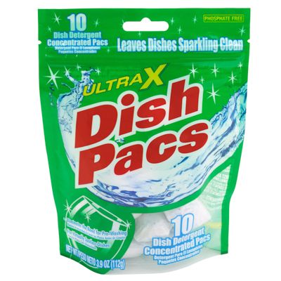 Wholesale Footwear Dishwasher Detergent 10ct Auto Dish Ultra X Peggable Resealable Bag